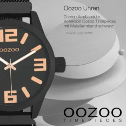 Oozoo Damen Armbanduhr Timepieces Analog Metall schwarz UOC10734