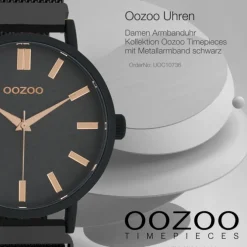 Oozoo Damen Armbanduhr Timepieces Analog Metall schwarz UOC10736