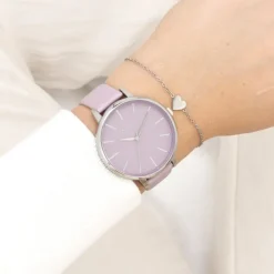 Oozoo Damen Armbanduhr Timepieces Analog Leder pastell-lila UOC11361