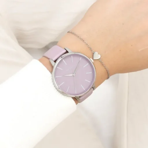 Oozoo Damen Armbanduhr Timepieces Analog Leder pastell-lila UOC11361