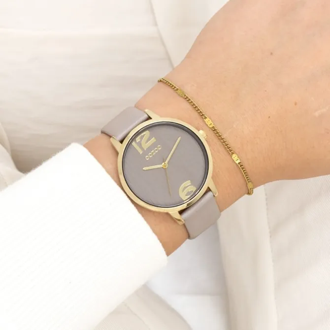 Oozoo Damen Armbanduhr Timepieces Analog Leder taupe braun UOC11342