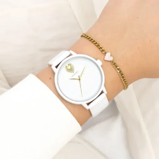 Oozoo Damen Armbanduhr Timepieces Analog Leder weiß UOC11343