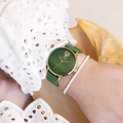 Oozoo Damen Armbanduhr Timepieces Analog Leder grün UOC11344