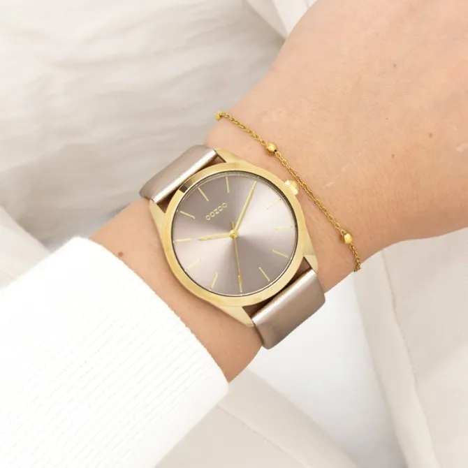 Oozoo Damen Armbanduhr Timepieces Analog Leder taupe braun UOC11333