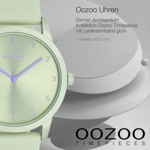 Oozoo Damen Armbanduhr Timepieces Analog Leder grün UOC11077