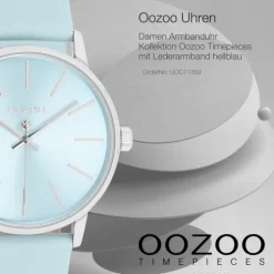 Oozoo Damen Armbanduhr Timepieces Analog Leder hellblau UOC11369