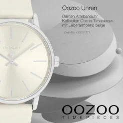 Oozoo Damen Armbanduhr Timepieces Analog Leder beige UOC11371