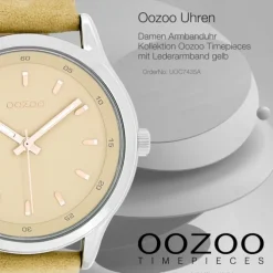 Oozoo Damen Armbanduhr Timepieces Analog Leder gelb UOC7435A