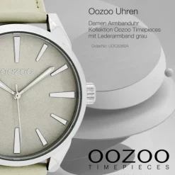 Oozoo Damen Armbanduhr Timepieces Analog Leder grau UOC8360A