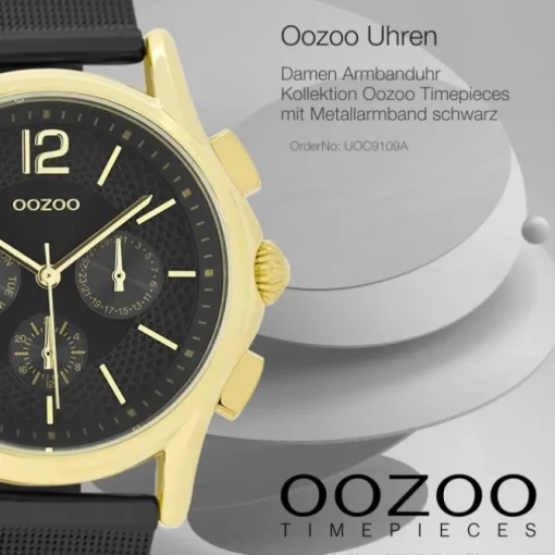 Oozoo Damen Armbanduhr Timepieces Analog Metall schwarz UOC9109A