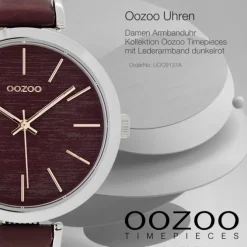 Oozoo Damen Armbanduhr Timepieces Analog Leder dunkelrot UOC9137A