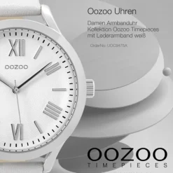 Oozoo Damen Armbanduhr Timepieces Analog Leder weiß UOC9475A