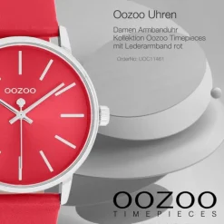 Oozoo Damen Armbanduhr Timepieces Analog Lederband rot UOC11461