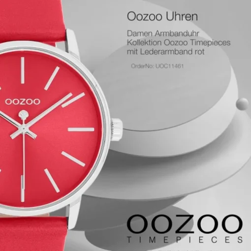 Oozoo Damen Armbanduhr Timepieces Analog Lederband rot UOC11461