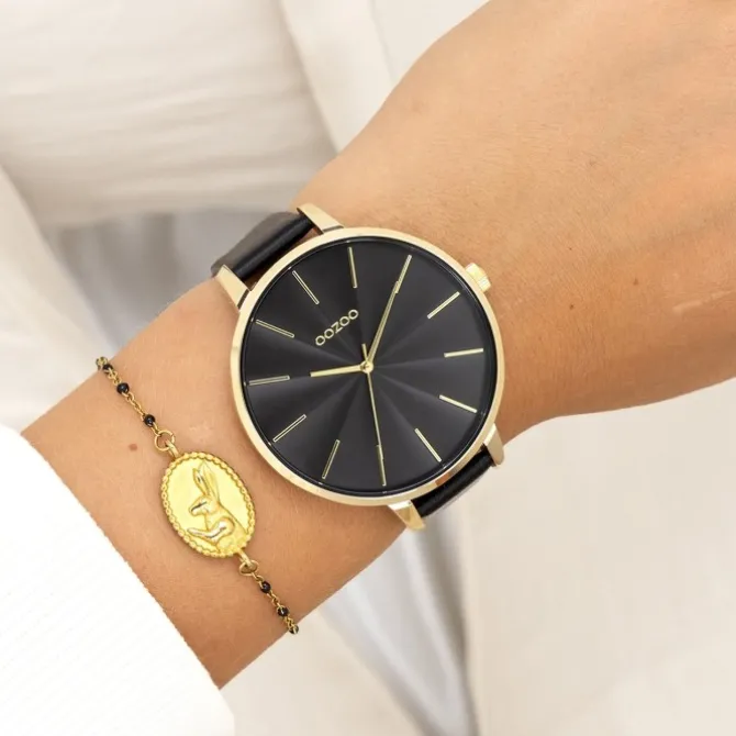 Oozoo Damen Armbanduhr Timepieces Analog Leder schwarz UOC11259