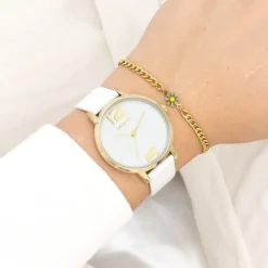 Oozoo Damen Armbanduhr Timepieces Analog Leder weiß UOC11340