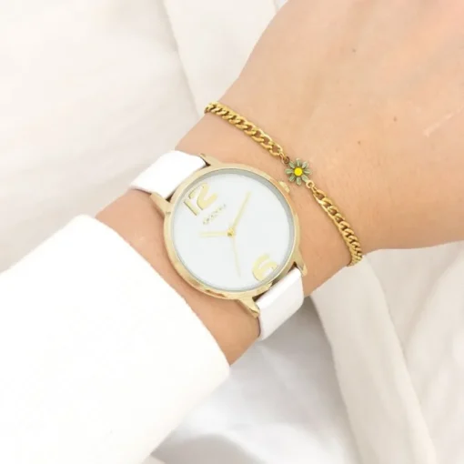 Oozoo Damen Armbanduhr Timepieces Analog Leder weiß UOC11340
