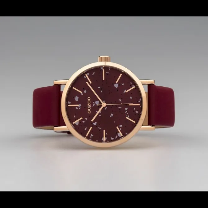 Oozoo Damen Armbanduhr Timepieces Analog Leder weinrot UOC10412