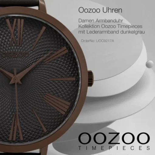 Oozoo Damen Armbanduhr Timepieces Analog Leder dunkelgrau UOC9217A
