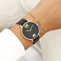 Oozoo Damen Armbanduhr Timepieces Analog Leder schwarz UOC11239