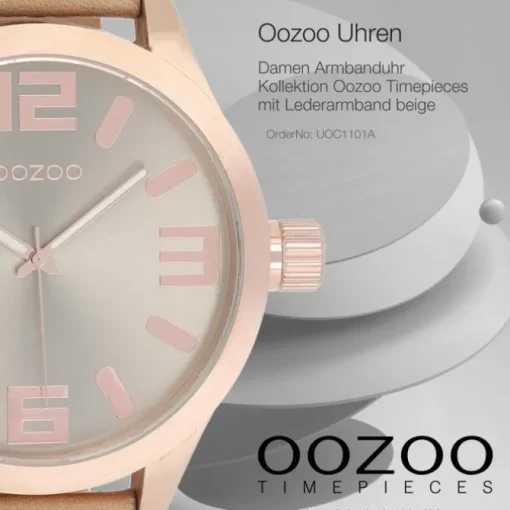 Oozoo Damen Armbanduhr Timepieces Analog Leder beige UOC1101A