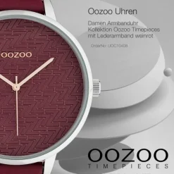 Oozoo Damen Armbanduhr Timepieces Analog Leder weinrot UOC10408
