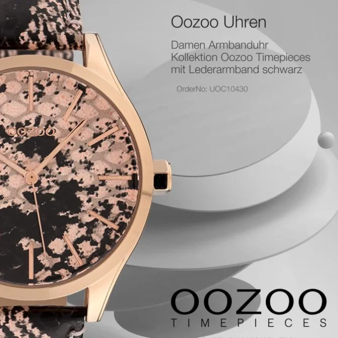 Oozoo Damen Armbanduhr Timepieces Analog Leder schwarz hellbraun UOC10430