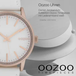 Oozoo Damen Armbanduhr Timepieces Analog Leder weiß UOC10015