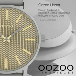 Oozoo Damen Armbanduhr Timepieces Analog Leder grau UOC10036