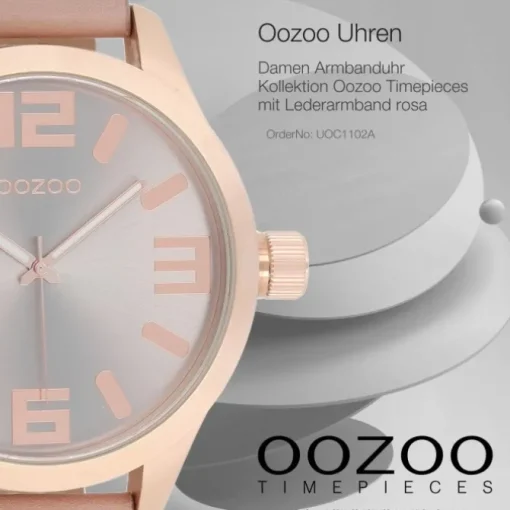 Oozoo Damen Armbanduhr Timepieces Analog Leder rosa UOC1102A