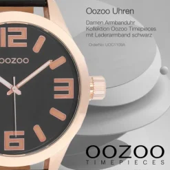 Oozoo Damen Armbanduhr Timepieces Analog Leder schwarz UOC1109A