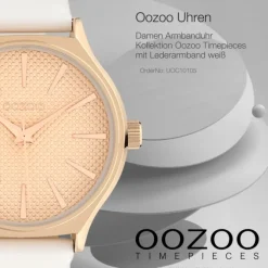 Oozoo Damen Armbanduhr Timepieces Analog Leder weiß UOC10105