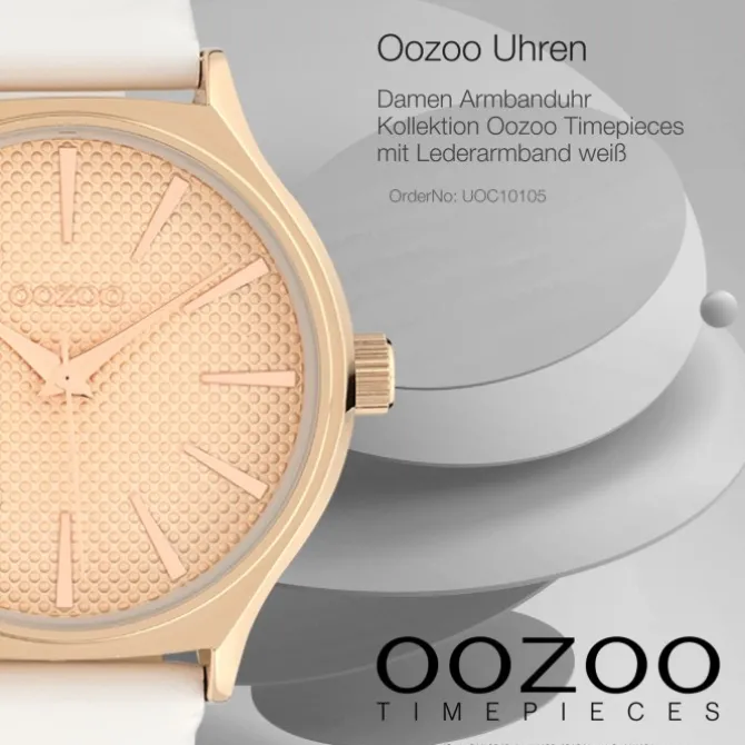 Oozoo Damen Armbanduhr Timepieces Analog Leder weiß UOC10105
