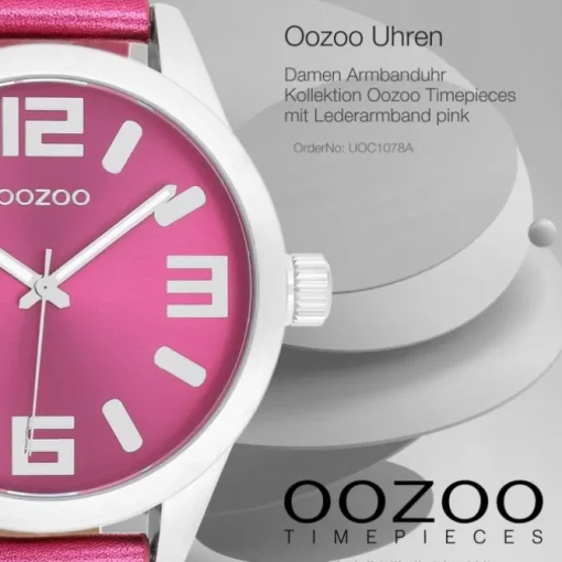 Oozoo Damen Armbanduhr Timepieces Analog Leder pink UOC1078A