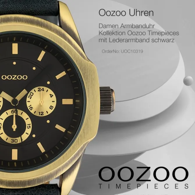 Oozoo Damen Armbanduhr Timepieces Analog Leder schwarz UOC10319