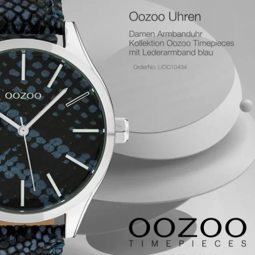 Oozoo Damen Armbanduhr Timepieces Analog Leder blau schwarz UOC10434