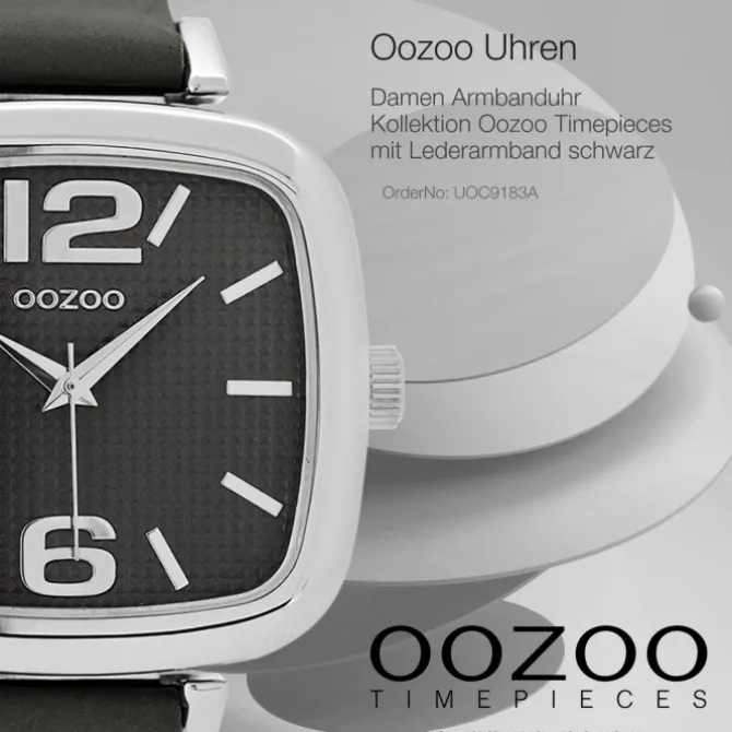Oozoo Damen Armbanduhr Timepieces Analog Leder schwarz UOC9183A