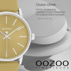 Oozoo Damen Armbanduhr Timepieces Analog Lederband sandgelb beige UOC11460
