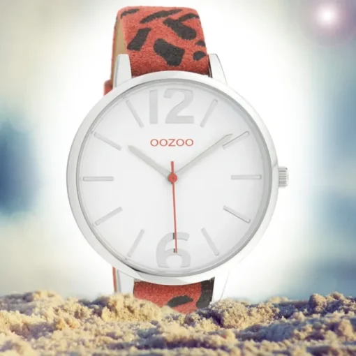 Oozoo Damen Armbanduhr Timepieces Analog Leder rot schwarz UOC10194