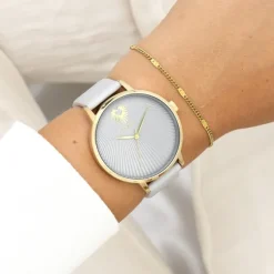 Oozoo Damen Armbanduhr Timepieces Analog Leder light grau UOC11240