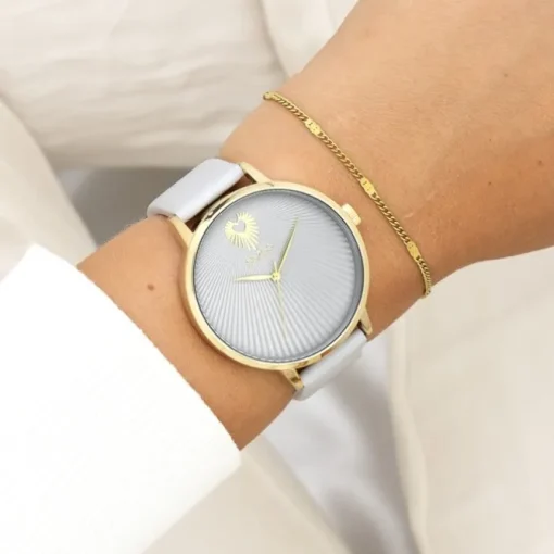 Oozoo Damen Armbanduhr Timepieces Analog Leder light grau UOC11240