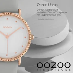 Oozoo Damen Armbanduhr Timepieces Analog Leder grau UOC10420