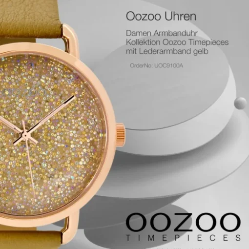 Oozoo Damen Armbanduhr Timepieces Analog Leder gelb UOC9100A