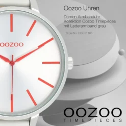 Oozoo Damen Armbanduhr Timepieces Analog Leder grau UOC11160