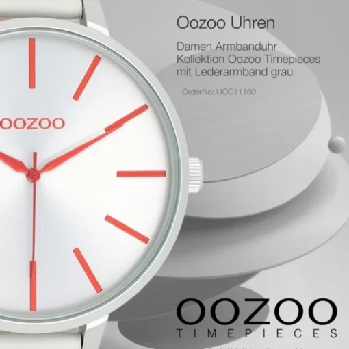 Oozoo Damen Armbanduhr Timepieces Analog Leder grau UOC11160