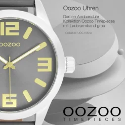 Oozoo Damen Armbanduhr Timepieces Analog Leder grau UOC1087A