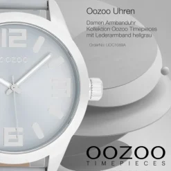 Oozoo Damen Armbanduhr Timepieces Analog Leder hellgrau UOC1089A