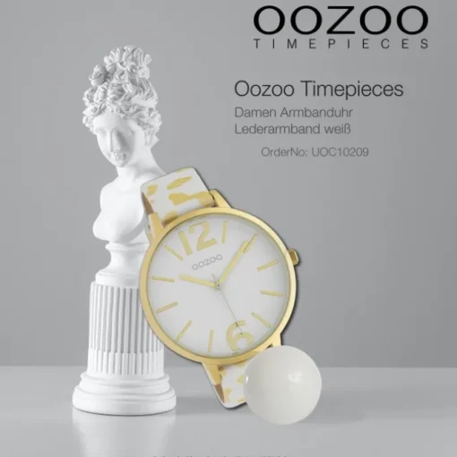 Oozoo Damen Armbanduhr Timepieces Analog Leder weiß gelb UOC10209