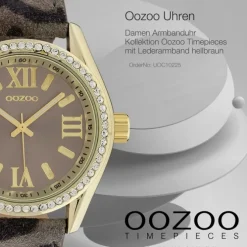 Oozoo Damen Armbanduhr Timepieces Analog Leder hellbraun schwarz UOC10225