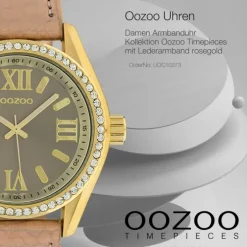 Oozoo Damen Armbanduhr Timepieces Analog Leder rosegold UOC10273